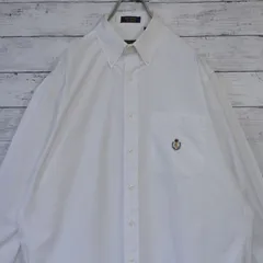 90s チャップス ラルフローレン CHAPS RALPH LAUREN 無地 刺繍ロゴポケット長袖ボタンダウンシャツ BDシャツ 16 1/2 XL相当 ホワイト 白 20202172