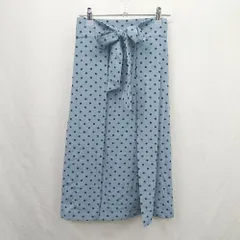 ◇ Θ MAJESTIC LEGON ドット柄 ウエストゴム ひざ下丈 Aライン スカート サイズS ブルー系 レディース E  【1506300022708】