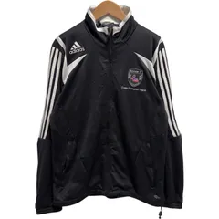 アディダス adidas トラックジャケット L相当 ジャージ スポーツウェア ブラック ホワイト パフォーマンス ロゴ 刺繍 古着 B7070