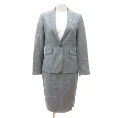 ユナイテッドアローズ UNITED ARROWS スーツ セットアップ 上下 テーラードジャケット 総裏地 ストライプ タイトスカート ひざ丈 ウール 36 S グレー /MN