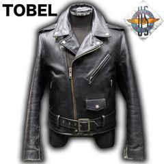 TOBEL ダブルライダースジャケット 本革 灰芯 36サイズ 中綿 アメリカン アメジャン 革ジャン トーベル バイカー レザー ビンテージ 80s/90s