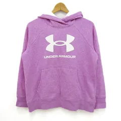 アンダーアーマー パーカー トップス プルオーバー スウェット 裏起毛 メンズ LGサイズ 紫×白 UNDER ARMOUR 【中古】