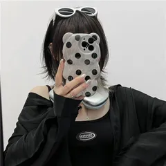 ドッド 水玉 クマ型 韓国風 韓国っぽ カッコ可愛い お洒落 シンプル スマホケース アイフォンケース 携帯ケース iPhone11 iPhone12 iPhone1