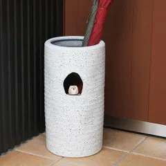 信楽焼 陶器 やきもの 壷 玄関 傘入れ 茶ふくろう付き傘立て kt-0195