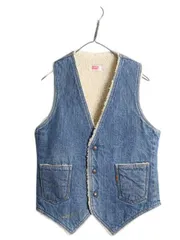【お得なクーポン配布中!】 70s USA製 リーバイス 裏 ボア デニム ベスト メンズ レディース S / ヴィンテージ LEVIS 重ね着 前開き パイル オレンジタブ ポケット付き