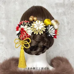 【即納】成人式髪飾り 結婚式髪飾り/ウエディング ヘッドドレス ヘッドパーツ 卒業式 色打掛 サテンつまみ細工 赤黒