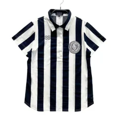 サイズ：0 PEARLY GATES パーリーゲイツ  半袖ポロシャツ ストライプ柄 ネイビー系 [240101523332] ゴルフウェア レディース ストスト