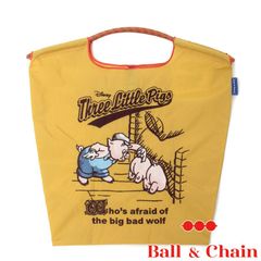 【正規品】 ボールアンドチェーン (The three little pigs 3匹の子豚 / イエロー) Mサイズ  トートバッグ エコバッグ 刺繍 黄色