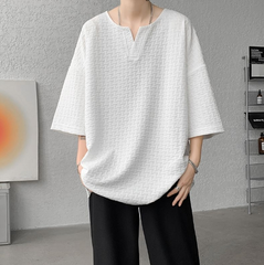 Tシャツ メンズ トップス 五分袖 半袖 Vネック シンプル カジュアル 半袖Tシャツ ゆったり 薄手 涼しい 肌触り おしゃれ 夏服 無地 快適 通気性 軽量 運動着 普段着 男女兼用 メンズファッション