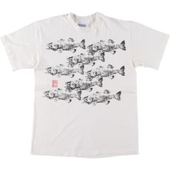 古着 80年代 ヘインズ Hanes 魚柄 魚拓 アニマルTシャツ USA製 メンズM相当 ヴィンテージ/eaa532040