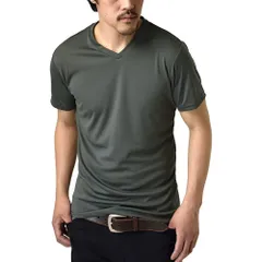 接触冷感 半袖Tシャツ 《05チャコール / Vネック》 新品 未使用 吸汗速乾 メンズ カチオンドライ UVカット 無地 夏用 ラッシュガード 涼しい 【H1V】【メール便1】 ファッション