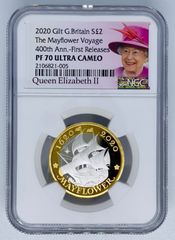 銀貨 2020年 メイフラワー ロイヤルミント版 出航400周年 エリザベス女王