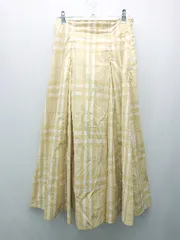 ◇ PROPORTION サイドファスナー チェック柄 フェミニン ロング丈 フレア スカート サイズM イエロー レディース E  【1308160049297】