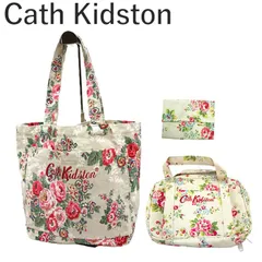 キャスキッドソン Cath Kidston 花柄キャンバスバッグ マルチバッグ ティッシュケース3点セット ベージュ 白系