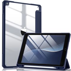 【人気商品】Maledan 対応iPad 9世代 ケース 2021 第8/第7世代 カバー 2020/2019対応 クリア 透明 アクリル ペンホルダー付き スタンドケース 軽量 薄型 裏全透明 三つ折りスマート オートスリープ機能 10.2インチ