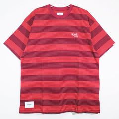 WTAPS ダブルタップス 23AW BDY 01/SS/COTTON. TEXTILE.PROTECT ボーダー ショートスリーブ コットン テキスタイル プロテクト Tシャツ レッド