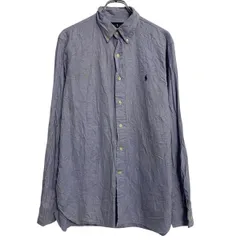 Ralph Lauren 長袖 チェックシャツ 16 XL～ ブルー ラルフローレン ボタンダウン ギンガムチェック ロゴ 古着卸 アメリカ仕入 a703-5400