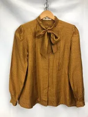 OLD MAX MARA グレンチェック　シルク　バンドカラーブラウス　サイズ9　№1313-2004　06042813　02