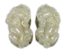 薄目豆緑色ひすいヒキュウ貔貅本翡翠硬玉天然石2点ペア置物風水物蓄財運