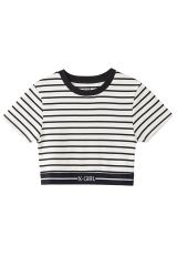 X-girl エックスガール 105252013025 LOGO AND STRIPE CROPPED S/S TOP クロップド丈Tシャツ MULTI 正規通販 レディース