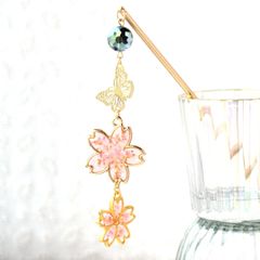 ❁大人かわいいレジン桜一本挿しかんざし❁着物・和装・浴衣・ハンドメイドアクセサリー