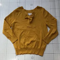 ト2502-②-3669 ロペピクニック　ROPE PICNIC リボン付きニット　セーター　マスタード　38