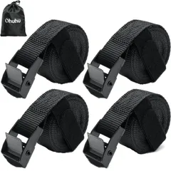 新品 最大使用荷重166kg、破断荷重698kg 自転車締付固定 荷物固定ベルト 多用途 使用簡単 タイダウンベルト 引越し 荷締バンド 運搬用 幅25mm 2.5m ブラック ラチェットベルト 収納バッグ ラッシングベルト 荷締めベルト 日本語説明書（4本セ