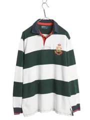 【お得なクーポン配布中!】 90s ポロ ラルフローレン ボーダー 長袖 ラガーシャツ メンズ L / オールド ラグビー 長袖シャツ ポロシャツ コットン ボックス カットソー