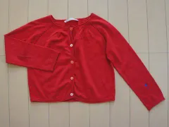 ボンポワン ボンポアン bonpoint アウトレット 子供服 女の子 6歳 約 110cm 長袖 薄手 カーディガン 赤 無地 春 夏 ★2 トップス ガールズ 女児 キッズ 【中古】 ユーズド リサイクル 古着 子ども服 こども