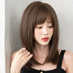 ★ウィッグ  セミロング ストレートヘア フルウィッグ   清楚系 つむじ自然 女装 レイヤー ナチュラル 立体感 ネット付き