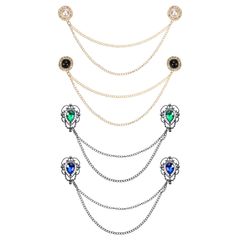 uxcell セータークリップ ビンテージ カーディガンの襟クリップ チェーン付き シャツクリップ ショールクリップ 洋服クリップ 女性用 4個