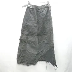 ◇ JEANASIS ジーナシス サイドジップ 裾カットオフ ロング丈 フレア スカート サイズF ブラック レディース E  【1404240028869】