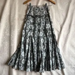 【激レア新品タグ有り】ピンクハウス◆ストライプ柄段々フリルリボンフレアスカート セール】 リボンいっぱいフリルスカート （ロング・マキシ丈スカート