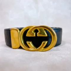 GUCCI グッチ レザーベルト イタリア製 GGマーモント ブラック 80-32