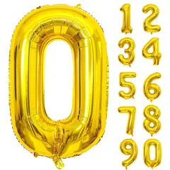 Lausatek バルーン アルミ風船 ゴールド 数字0 ナンバー 40インチ 大きい 誕生日 ハッピーバースデー 飾り付け ウェディング 記念日 パーティー 約90cm (数字0) 1