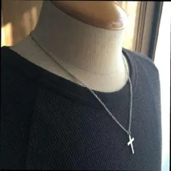 シンプル シルバークロスネックレス 50cm レディース