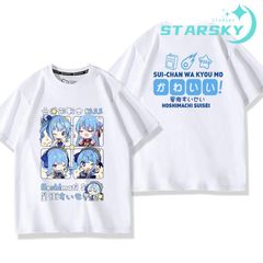 バーチャル VTuber Hololive 風 星街すいせい Tシャツ 大きいサイズ対応 ティシャツ メンズ レディース 半袖 通園 通学 ティシャツ 綿 白色　プレゼント