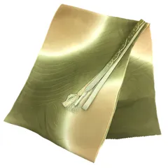 京やQ688 正絹 和装小物2点セット 帯揚げ帯締めセット ちりめん 特選金銀糸 霞文様 手組紐 高麗組 フォーマル〜カジュアルまでOK グリーン 美品