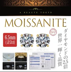 究極◆2ct 6.5mm モアサナイト 一粒 ピアス ゴールド◆silver925 鑑別書 ジュエリーポーチ モアサナイト メンズ レディース