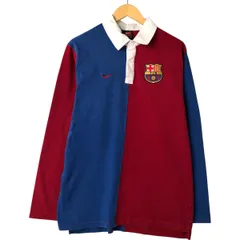 古着 ナイキ NIKE TEAM ツートーン 長袖 ラガーシャツ LA LIGA ラ リーガ FC BARCELONA FC バルセロナ メンズM相当/eaa547969
