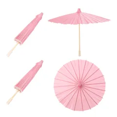 uxcell 2個 和傘 12インチ 和紙パラソル傘DIY和紙絵傘写真撮影用クラフトパーティーウェディング装飾ピンク