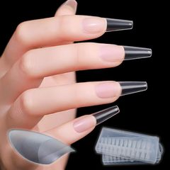 ロング クリア 超薄 サンディング 自然なフィット感 ネイルチップ つけ爪 (バレリーナL COLORBIRD 240pcs)