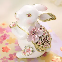 EX619 月うさぎ ジュエリーボックス ウサギ 兎 干支 2023年 桜 サクラ さくら お母さん お義母さん アクセサリーケース リングケース 宝石箱 ギフト 誕生日プレゼント ギフトボックス入り PICALS ピカルス ピィアース mer12