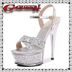 【新品】71421【銀】ラメ厚底プラットフォームヒール パンプス サンダルキャバ ミュール サンダル ハイヒール パンプス ドレス 結婚式 パーティ お呼ばれ披露宴にもお勧めです 【22.5cm】【23.0cm】【23.5cm】【24.0cm】【24.5cm】