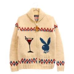 HYSTERIC GLAMOUR (ヒステリックグラマー) ×PLAYBOY ジップアップカウチンニットセーター プレイボーイ 1243ND01 ホワイトのサムネイル