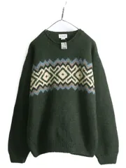 00s 手編み J CREW フィッシャーマン ハンドニット セーター XL 紺トップス