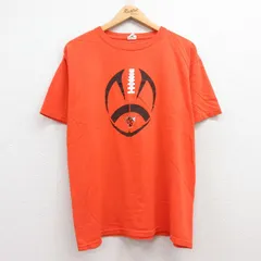 XL/古着 半袖 ビンテージ Tシャツ メンズ 00s フットボール コットン クルーネック オレンジ 25jul19 中古