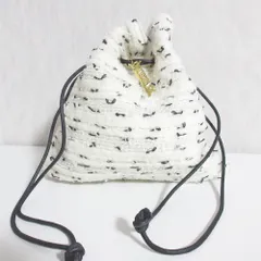 新品タグなし◯charmantsac シャギー バッグ ブルーグレー Tweed Bag （ツイード巾着バッグ） - charmantsac