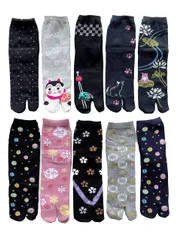 足袋ソックス レディース 綿混 和柄 かわいい おしゃれ たび ソックス 夏用 ショート丈 スニーカーソックス 10足セット B12 