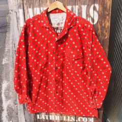 Levi’sリーバイス 総柄 コーデュロイ オープンカラーシャツ 長袖 赤 L